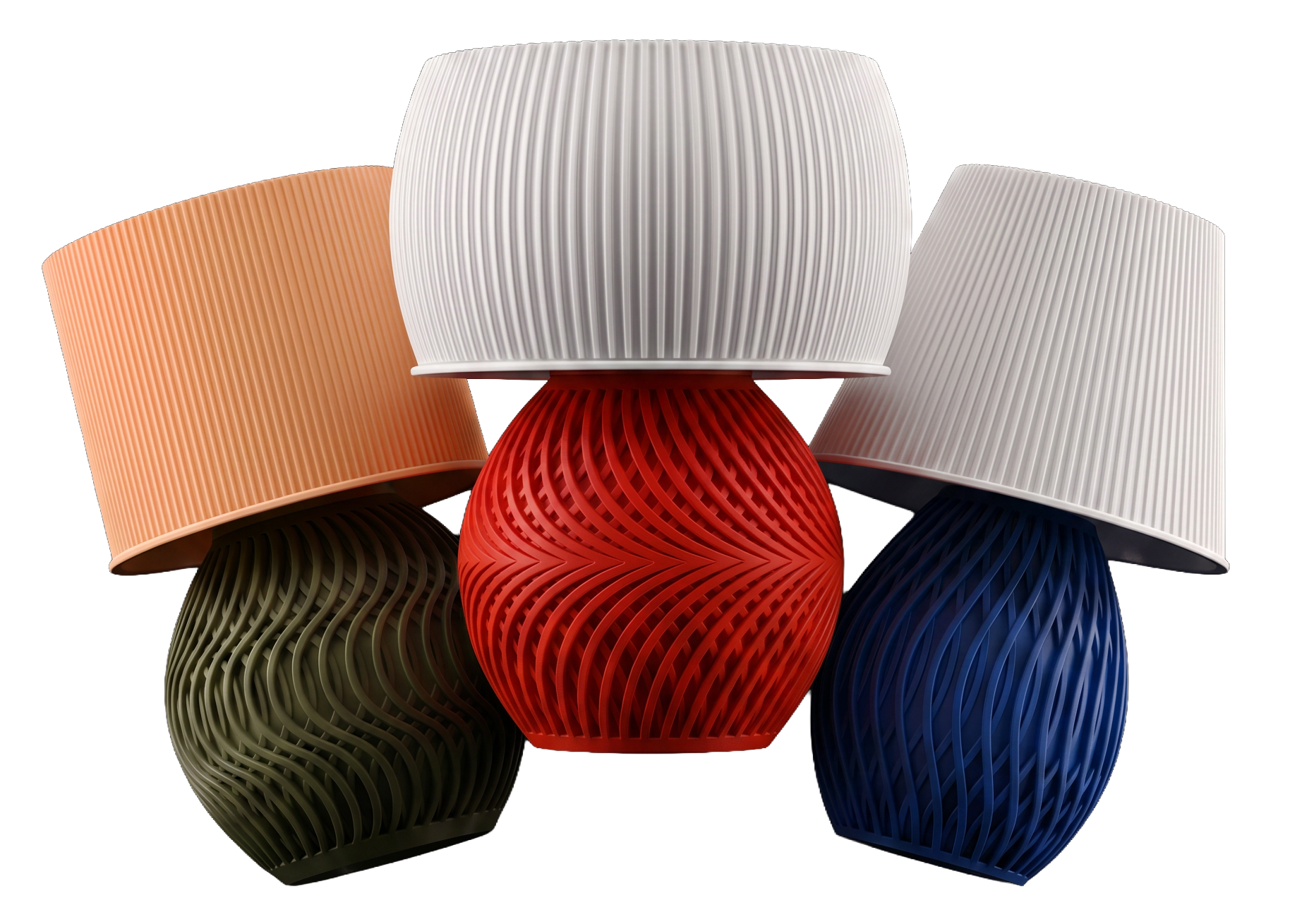 The Meshie lamp shown in its available colourways