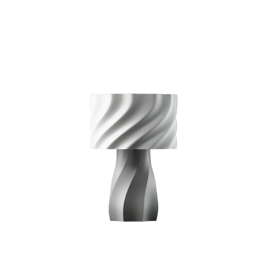 Modern white spiral table lamp - Aurelia - with fluted cylinder top