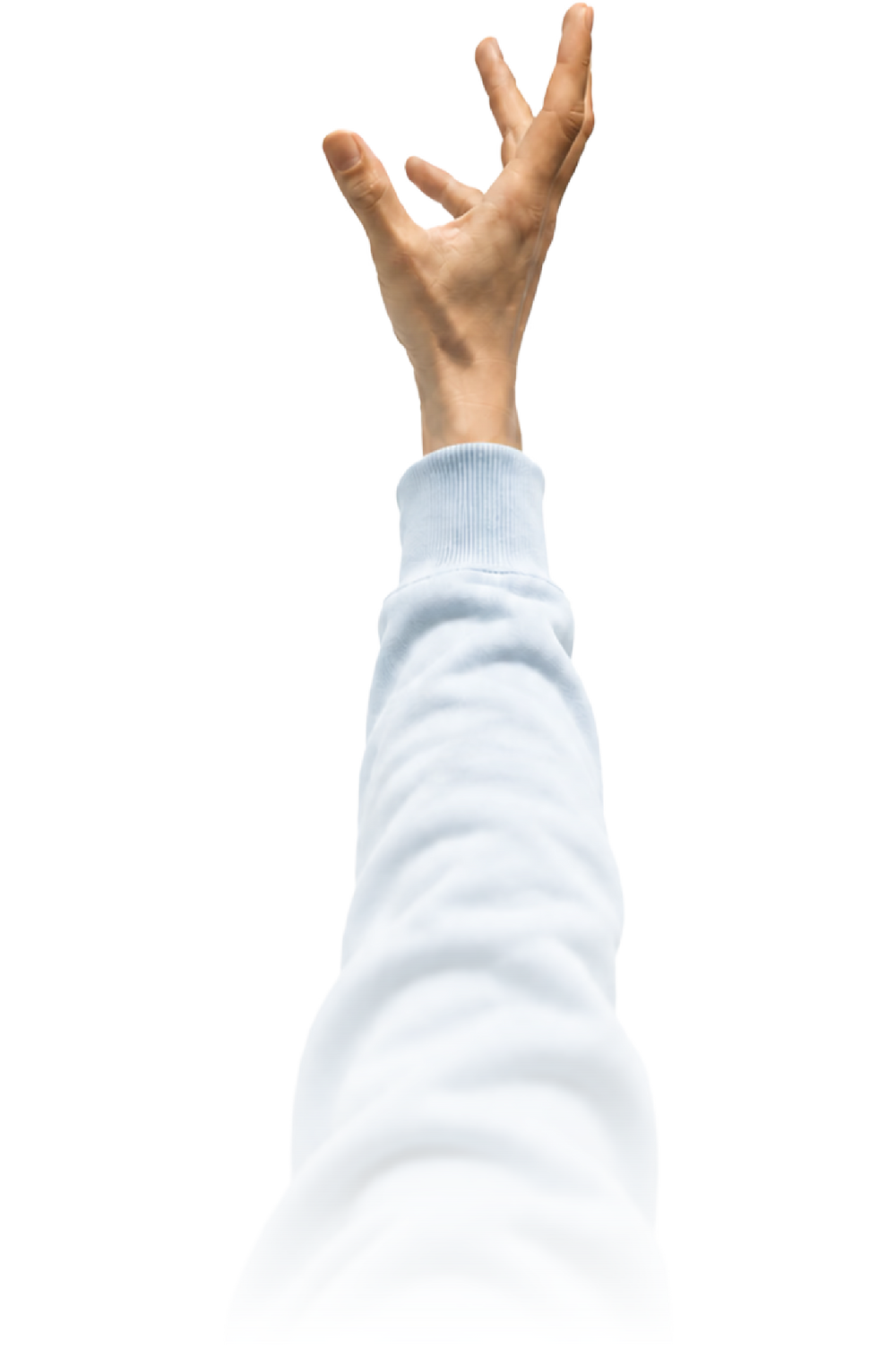 Hand reaching toward the lamp