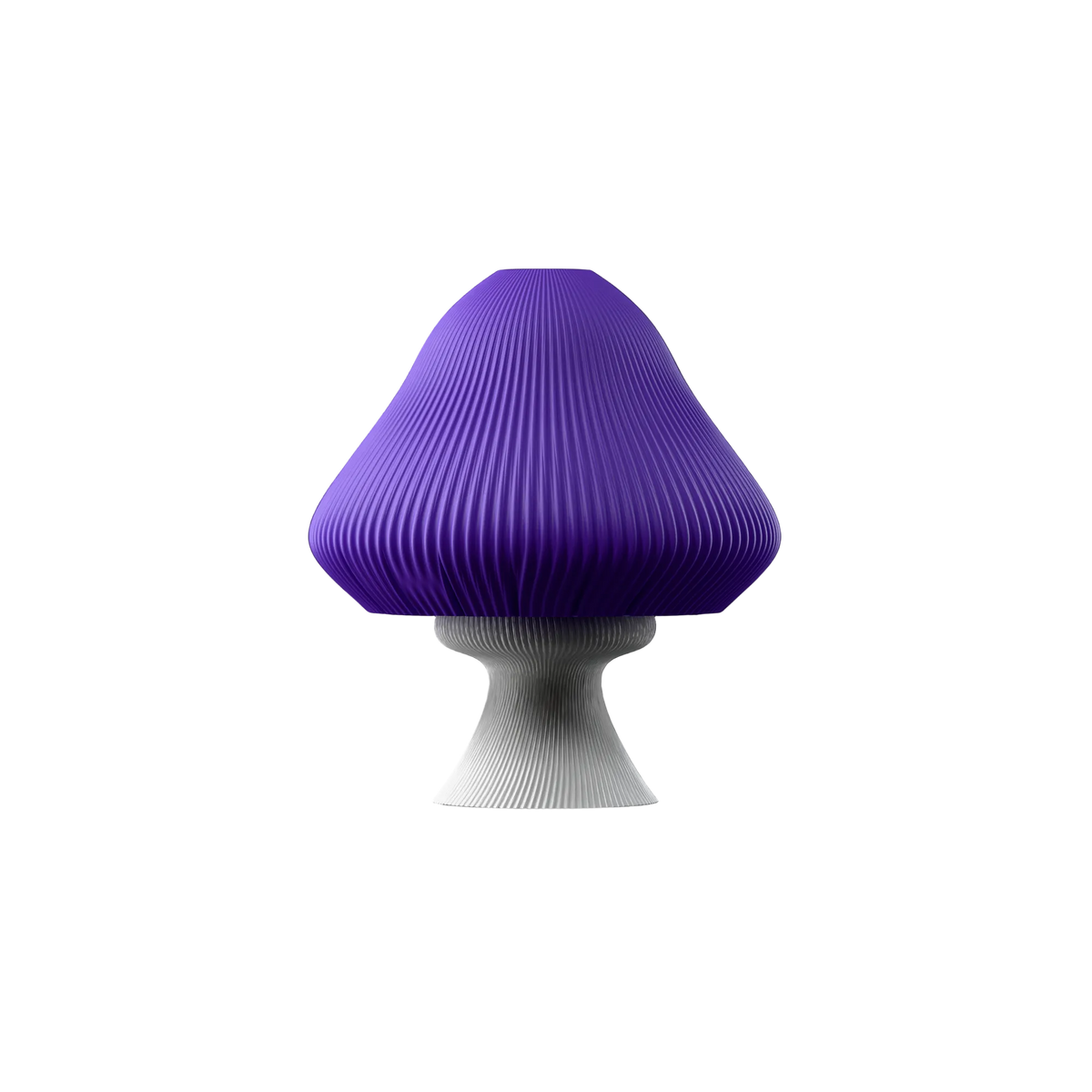 Purple mushroom-shaped lamp on a black background