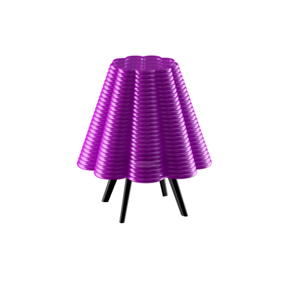 Ripple Lamp in pink - pleated cone shade on slim black tripod legs