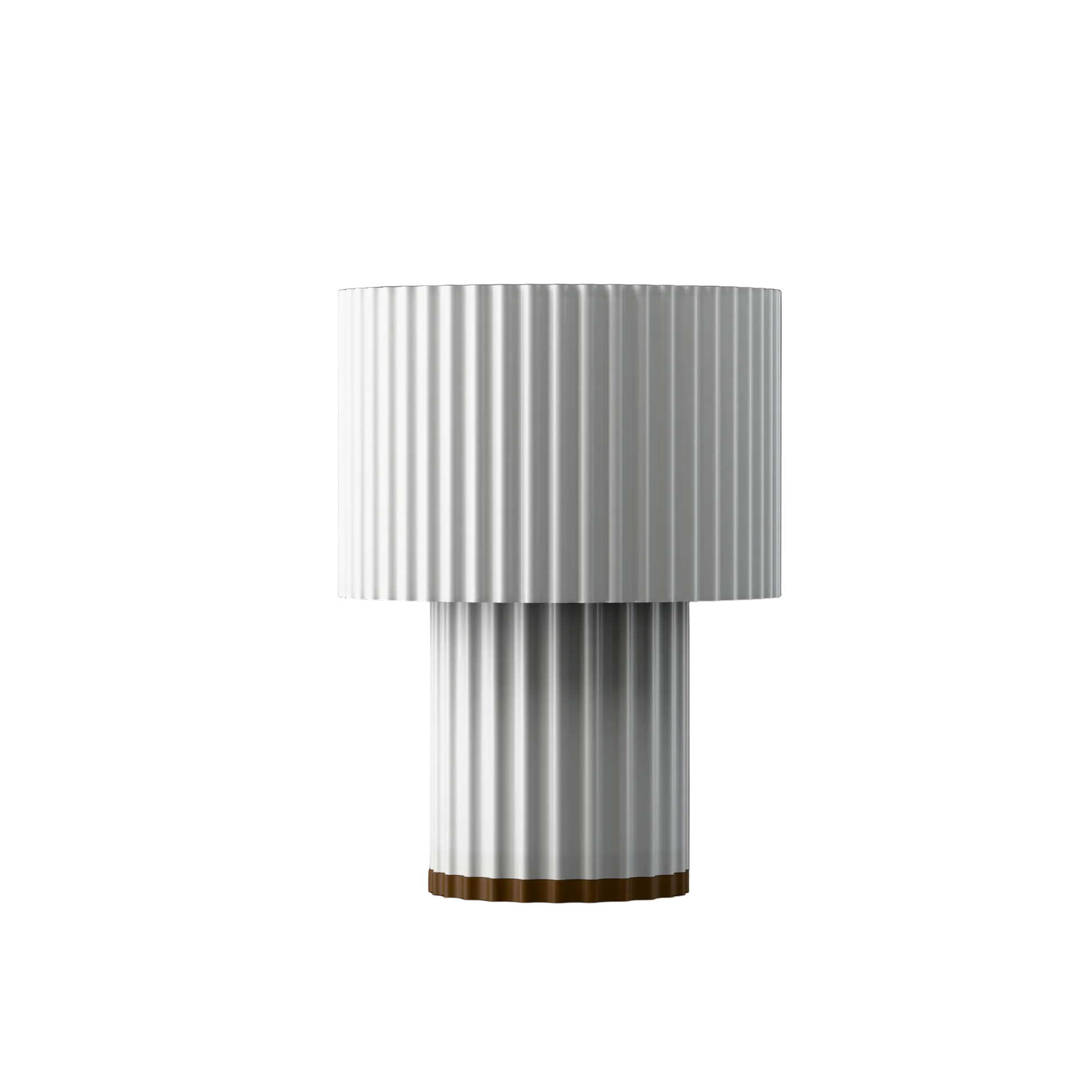 Modern table lamp with ribbed design on a black background