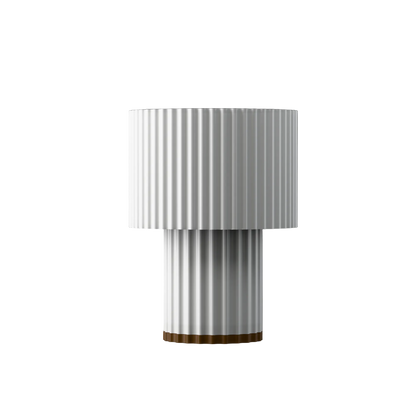 Modern table lamp with ribbed design on a black background
