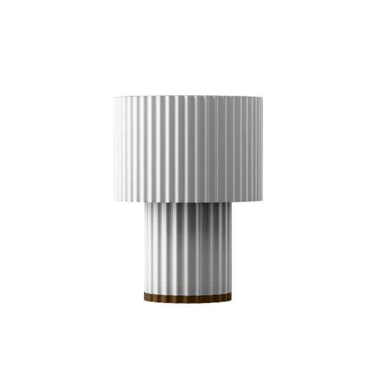 Modern table lamp with ribbed design on a black background