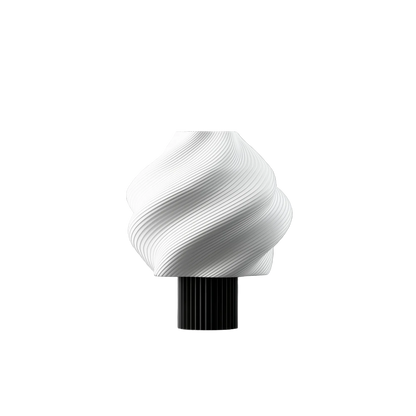 Soft serve Lamp - soft ribbed white dome shade with black ribbed base
